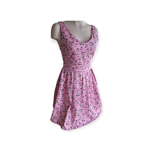 ModCloth Ixia sleeveless pink retro French Bulldog printed summer dress size XS - Picture 7 of 13